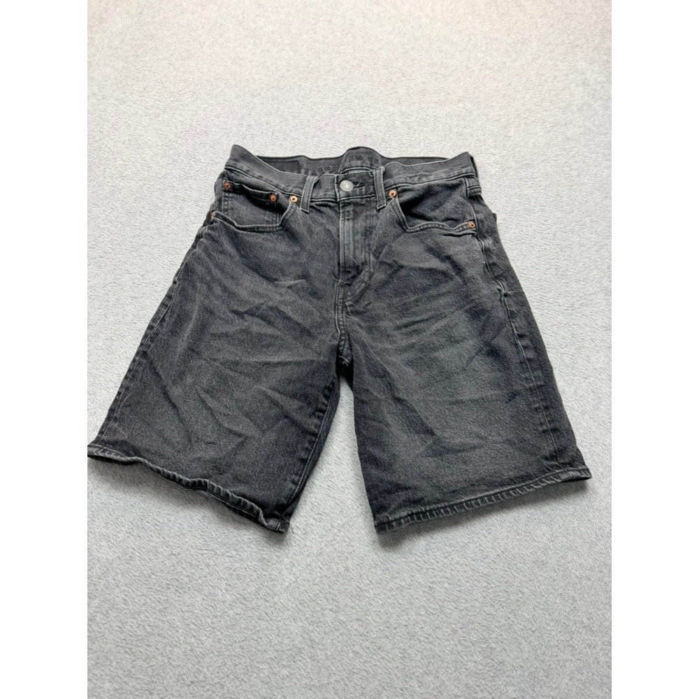 American Eagle Mom Shorts Black High Waisted Denim Jean Shorts Size 28